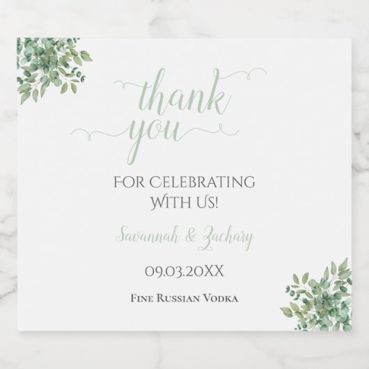 Eucalyptus Weddenschap Likeurfles Etiket (Enkel label)