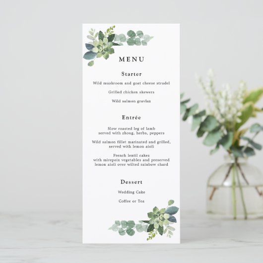 Eucalyptus Weddenschap Menu (Staand voorkant)