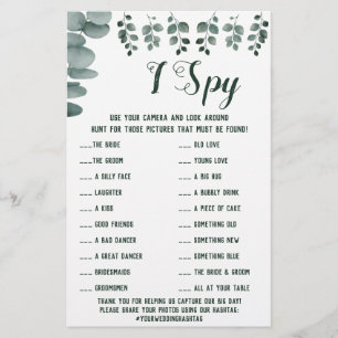 Eucalyptus Weddenschap Opvang I Spy Game Card Flyer