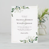 Eucalyptus Weddenschap Real Gold Folie Uitnodiging (Staand Voorkant)