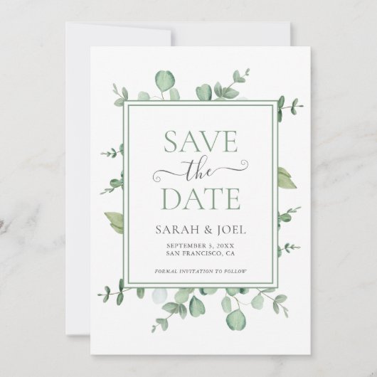 Eucalyptus Weddenschap Save The Date (Voorkant)