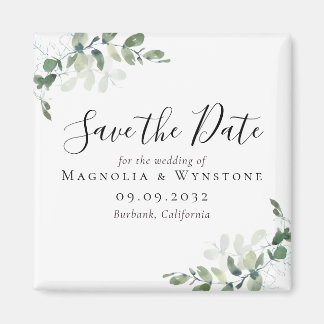 Eucalyptus Weddenschap Save the Date Square Magneet