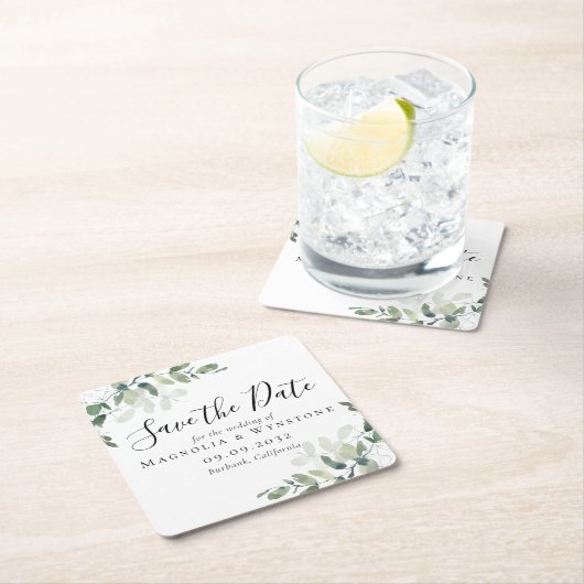 Eucalyptus Weddenschap slaat de datum op Kartonnen Onderzetters (Insitu)