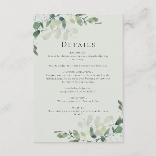 Eucalyptus Weddenschap - Sluitingskaart Informatiekaartje (Voorkant)