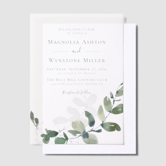 Eucalyptus Weddenschap Vellum Uitnodigingen (Offset)