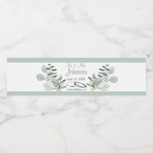 Eucalyptus Weddenschap Waterfles Etiket (Enkel label)