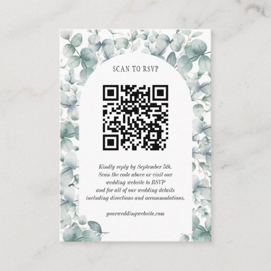 Eucalyptus Weddenschap Website Begroting RSVP QR C Informatiekaartje (Voorkant)