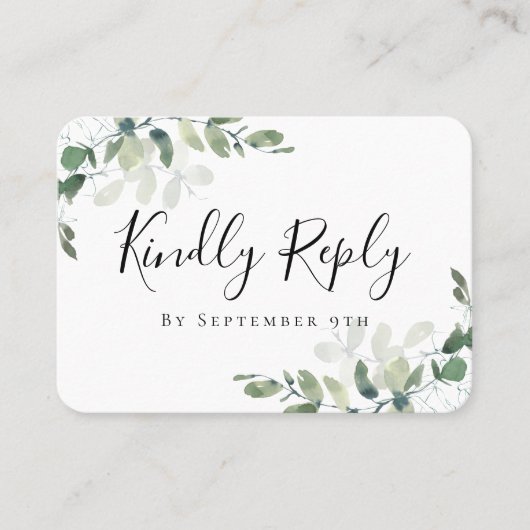 Eucalyptus Weddenschap Website QR Code RSVP Card Contactkaartje (Voorkant)