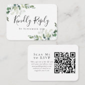 Eucalyptus Weddenschap Website QR Code RSVP Card Contactkaartje (Voorkant / Achterkant)