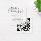 Eucalyptus Weddenschap Website QR Code RSVP Vierkante Visitekaartjes (Bureau)