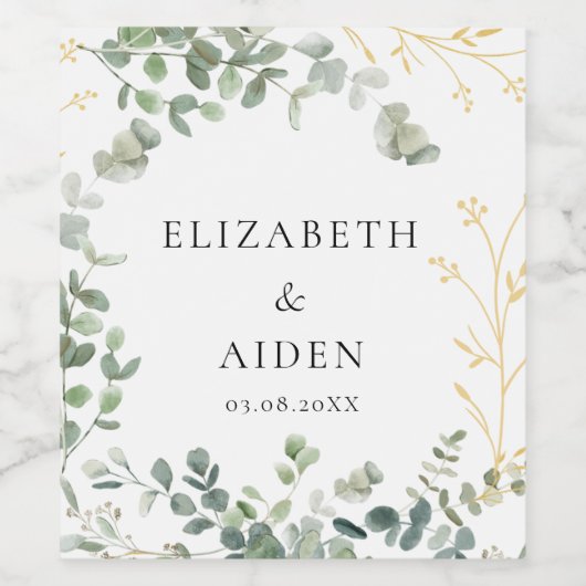 Eucalyptus Weddenschap Wijn Etiket (Enkel label)