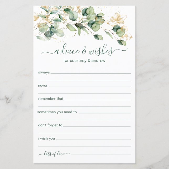 Eucalyptus Wedding Advice en wenst (Voorkant)