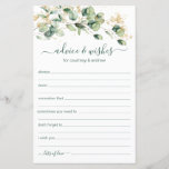 Eucalyptus Wedding Advice en wenst<br><div class="desc">Deze mooie, botanische, handgeschreven script Advice & Wishes lakens met waterverf eucalyptus met goudversieringen bovenaan zijn perfect om vrijgezellenfeest, repetitief diner of huwelijksgasten te laten invullen voor het gelukkige paar. Mensen zullen graag de herinneringen krijgen - ze maken het zo makkelijk om liefhebbende woorden van advies en welwillendheid achter te...</div>