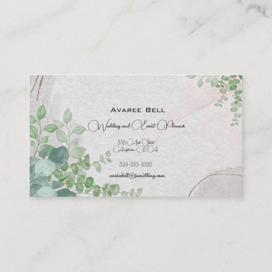 Eucalyptus Wedding and Event Planner Visitekaartje (Achterkant)