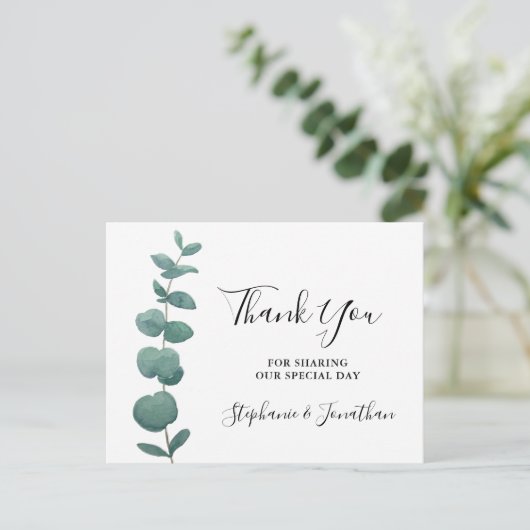 Eucalyptus Wedding Bedankt Briefkaart (Staand voorkant)