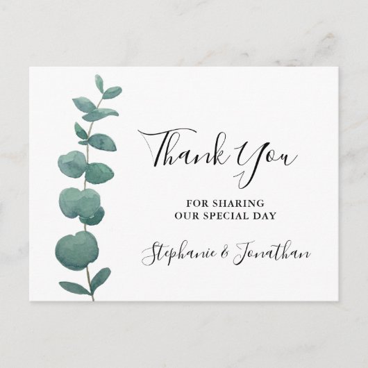 Eucalyptus Wedding Bedankt Briefkaart (Voorkant)