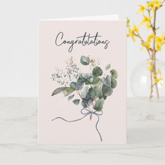 Eucalyptus Wedding Bouquet op hart Kaart (Gele Bloem)