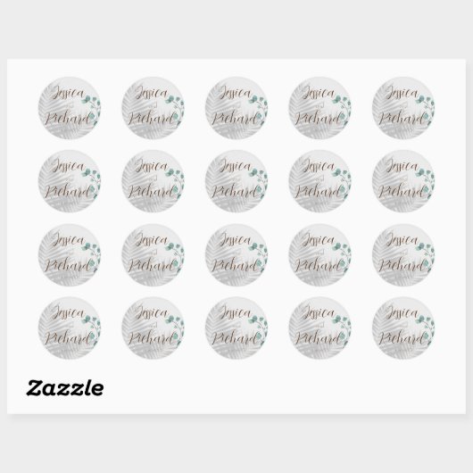 Eucalyptus Wedding classic round sticker (Vel)