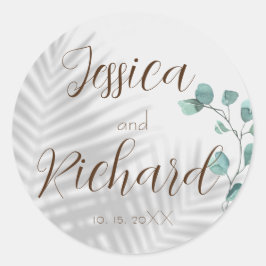 Eucalyptus Wedding classic round sticker
