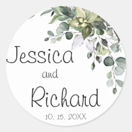 Eucalyptus Wedding classic round sticker