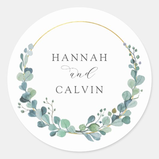 Eucalyptus Wedding Classic Round Sticker (Voorkant)