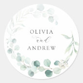 Eucalyptus Wedding Classic Round Sticker (Voorkant)