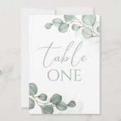 Eucalyptus Wedding Elegant Foliage Table Number Kaart (Achterkant)