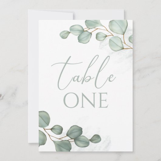 Eucalyptus Wedding Elegant Foliage Table Number Kaart (Achterkant)