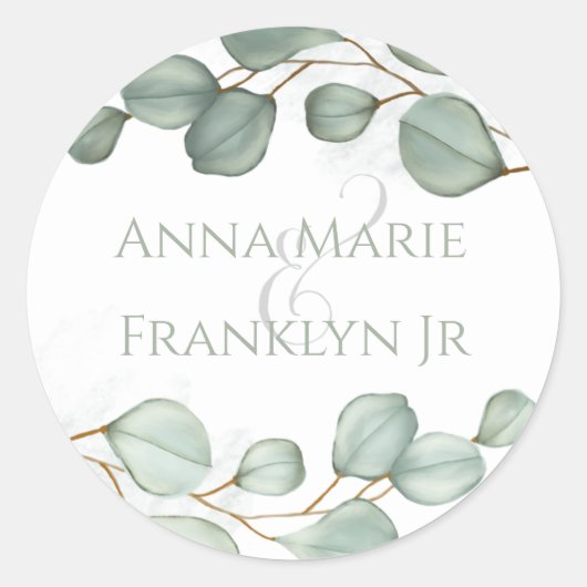 Eucalyptus Wedding Elegant Greenery Foliage Ronde Sticker (Voorkant)