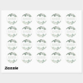 Eucalyptus Wedding Elegant Greenery Ronde Sticker (Vel)