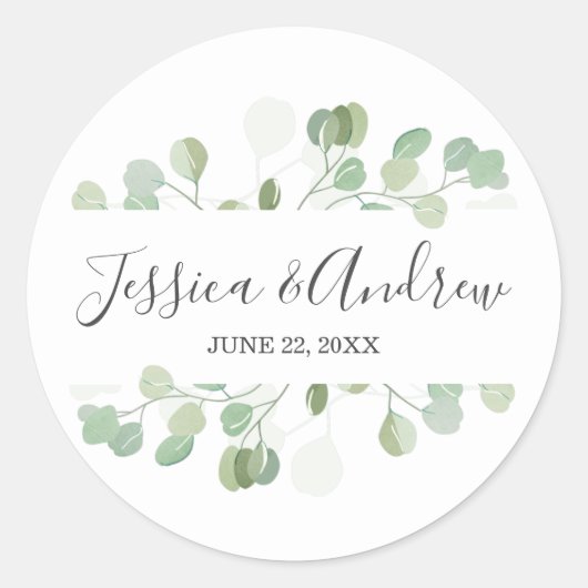 Eucalyptus Wedding Envelope Seal Elegant Sticker (Voorkant)