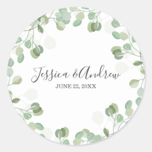 Eucalyptus Wedding Envelope Seal Elegant Sticker