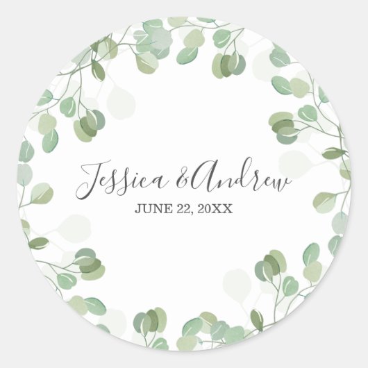 Eucalyptus Wedding Envelope Seal Elegant Sticker (Voorkant)