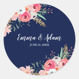 Eucalyptus Wedding Envelope Sticker Navy Blue