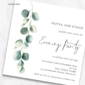 Eucalyptus Wedding Evening Party Square Invitation Kaart
