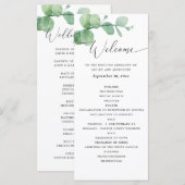 Eucalyptus Wedding | Greenery Botanical Ceremony Programmakaart (Voorkant / Achterkant)