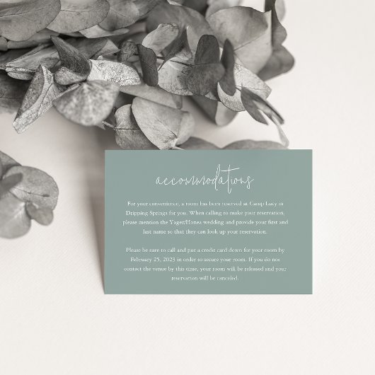 Eucalyptus | Wedding Hotel Accommodations Informatiekaartje
