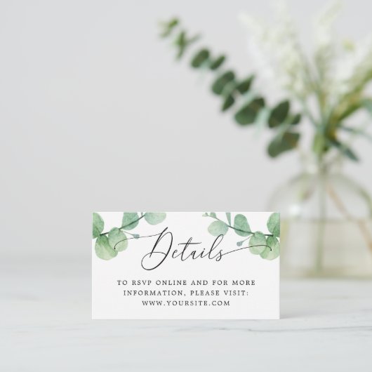 Eucalyptus Wedding Insert | Greenery Details + QR Informatiekaartje (Staand voorkant)