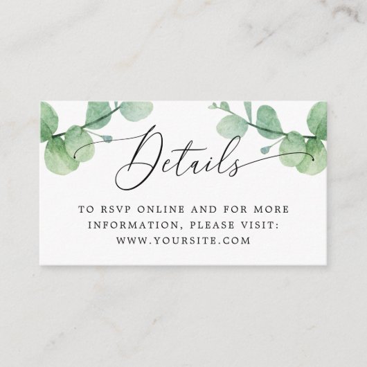 Eucalyptus Wedding Insert | Greenery Details + QR Informatiekaartje (Voorkant)