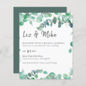 Eucalyptus Wedding Invitation Budget Greenery Leaf (Voorkant / Achterkant)