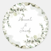 Eucalyptus Wedding Invitation Envelope Seal Ronde Sticker (Voorkant)