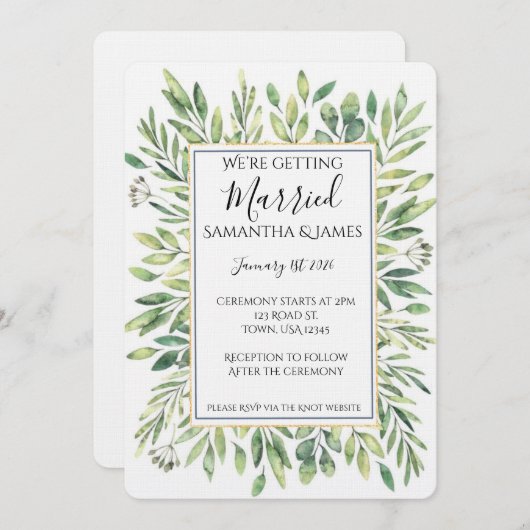 Eucalyptus Wedding Invitation Kaart (Voorkant / Achterkant)