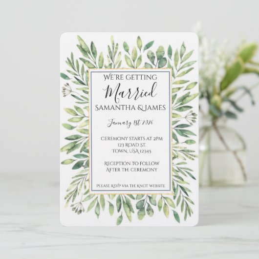 Eucalyptus Wedding Invitation Kaart (Staand voorkant)
