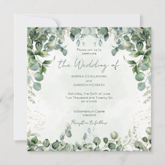 Eucalyptus Wedding Invitation Square 1001  Kaart