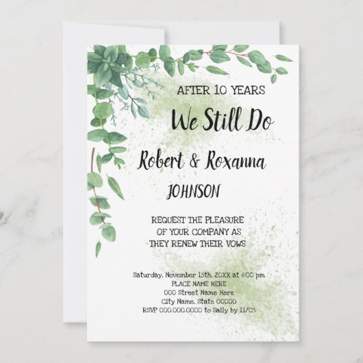 Eucalyptus Wedding Jubileum Renewal Vows Kaart (Voorkant)