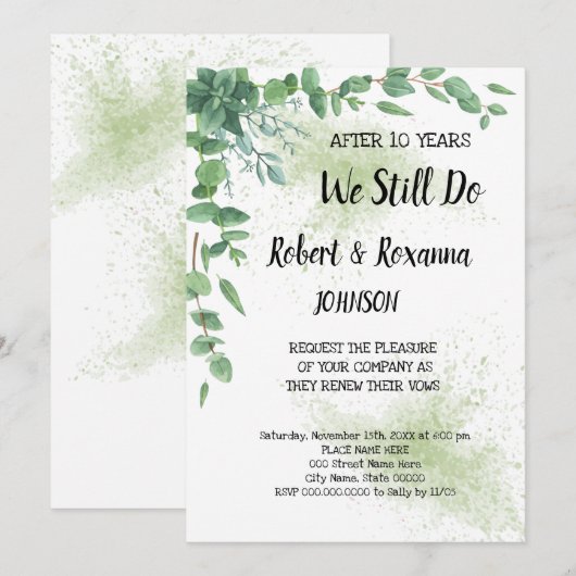 Eucalyptus Wedding Jubileum Renewal Vows Kaart (Voorkant / Achterkant)