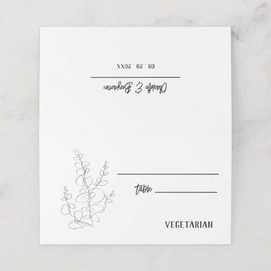 Eucalyptus Wedding Meal Choice Plaatskaartje (Buitenkant ongevouwen)