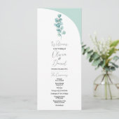 Eucalyptus Wedding Menu Ceremonie Bladeren Groen (Staand voorkant)