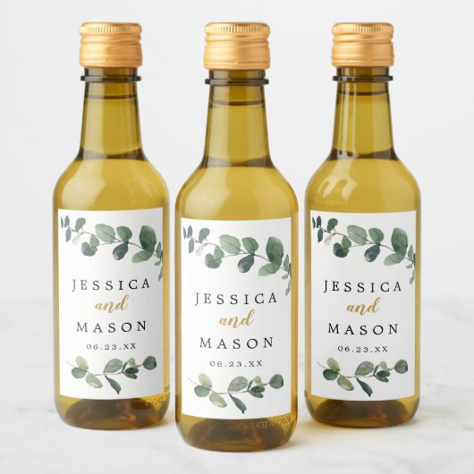 Eucalyptus Wedding Mini Wine Labels Wijn Etiket (Flessen)