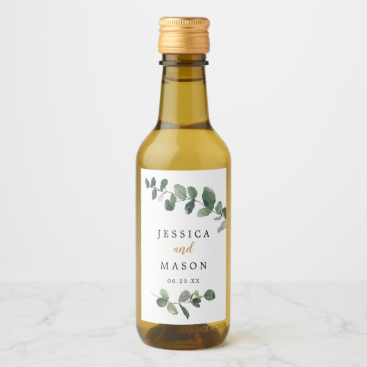 Eucalyptus Wedding Mini Wine Labels Wijn Etiket (Voorkant)